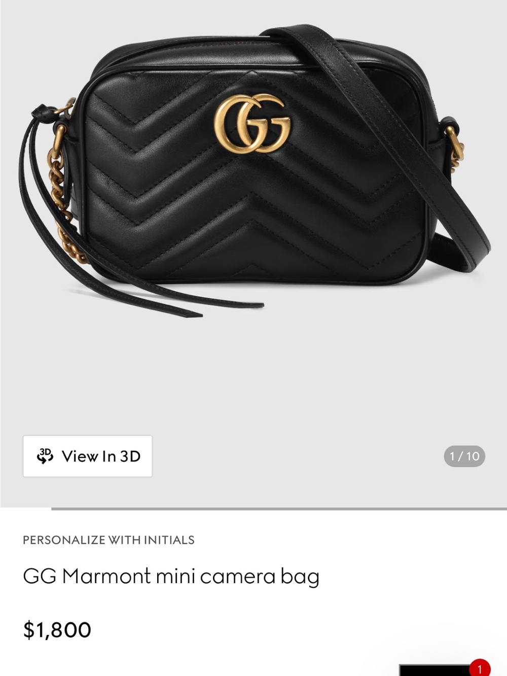 Gucci Black Chevron Quilted Leather Crossbody with Gold Double G